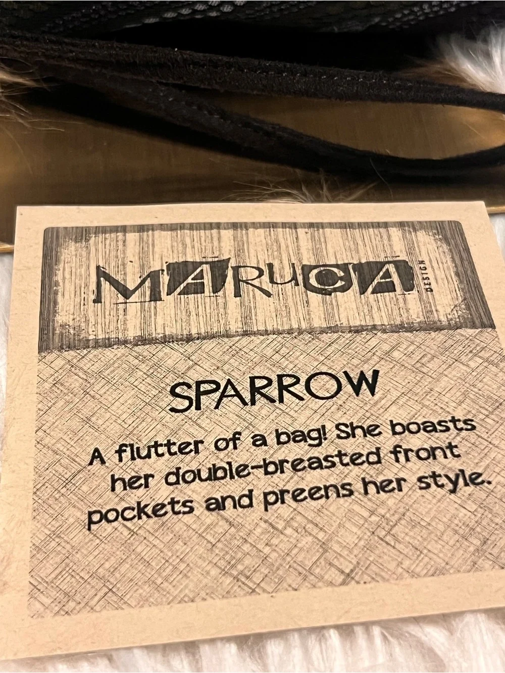 Maruca Sparrow Lunar Blue black and Gray Wave Print crossbody bag.